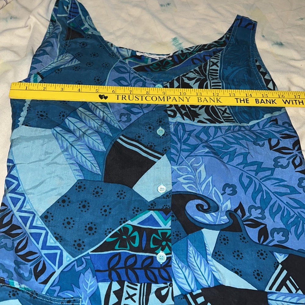 Jan Pedersen size 6 blue silk dress sleeveless button front New Without Tags - Picture 8 of 13